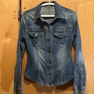 Fitted Blue Denim Jacket, Size Small